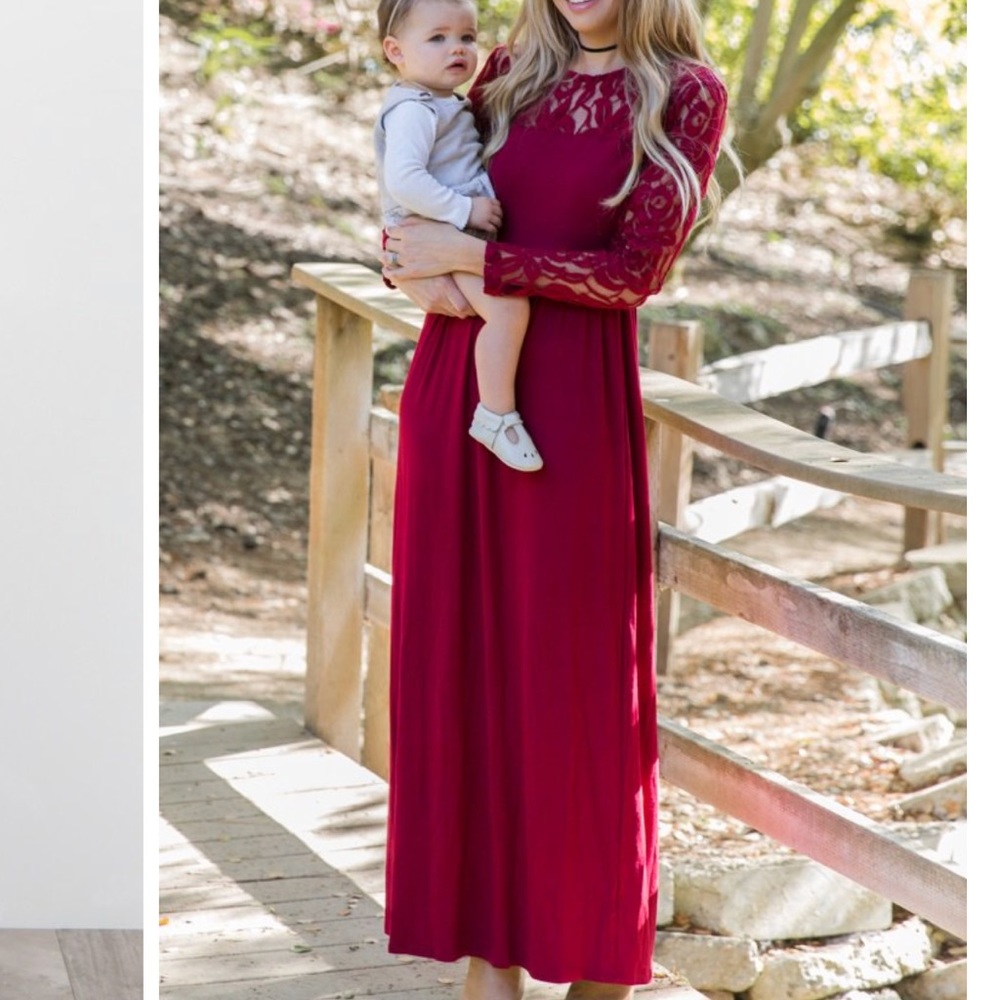 Pinkblush Burgundy long sleeve maxi dress
